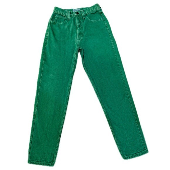 👖🛼 GUESS by Georges Marciano RARE Vintage Mid 80s Green Jeans | Sz 28 USA - Picture 1 of 5